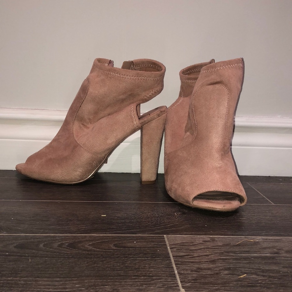 🌟2 for 35$ Pink suede opened toe thick heel
